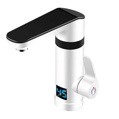 3000W Instant Elektrischer Wasserhahn-Durchlauferhitzer, Schnell Erhitzender Wasserhahn, Küchenarmatur Mit Temperaturanzeige, Heiß, Kalt, Doppelter Verwendungszweck Schnell Sicher(White) von YFDGD