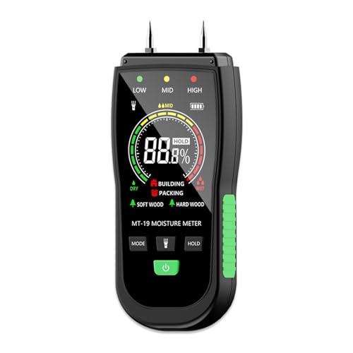 Digitales Holzfeuchtemessgerät, Holzfeuchtigkeitstester, Hygrometer, Holzfeuchtigkeitsdetektor, LCD-Taschenlampe, Ziegelfeuchtigkeitsmesser Genauer Monitor von YFDGD