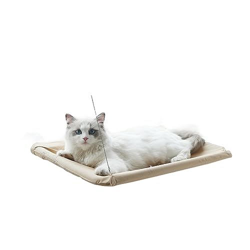 Katze Hängematte Fenster Haustier-Katzen-Hängematte, Hängendes Katzenbett, Lager 20 Kg, Komfortables Kätzchen-Klettergerüst, Katze, Sonniger Fenstersitz, Katzenbett-Zubehör(Kaki) von YFDGD
