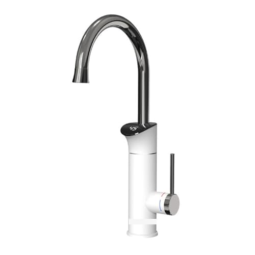 Sofortiger Elektrischer Warmwasserbereiter, Küchenarmatur, 2-in-1, Mit Digitalanzeige, Küchenmischer, Fließender Warmwasserbereiter Schnell Sicher(White) von YFDGD