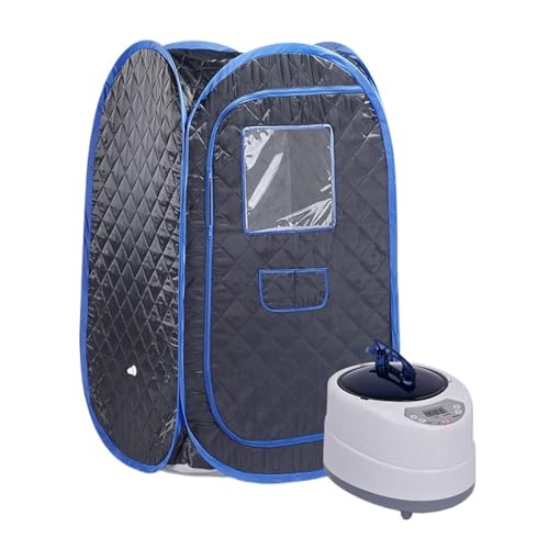 Tragbare Sauna For Den Ganzen Körper Zu Hause, Tragbare Dampfsaunen, Faltbar, Mit 2 L, 1000 Watt Dampfgarer, Heim-Spa(Black Blue Set) von YFDGD