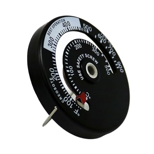 Ventilator Holzbrenner Wärmebetriebener Ofenventilator Mit 6 Flügeln, Schwarzer Kaminventilator, Holzbrenner, Umweltfreundlich, Leiser For Zu Hause, Effiziente Wärmeverteilung(Thermometer white) von YFDGD