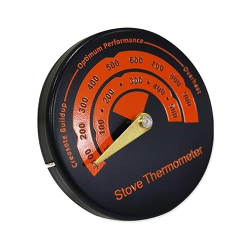 Ventilator Holzbrenner Wärmebetriebener Ofenventilator Mit 6 Flügeln, Schwarzer Kaminventilator, Holzbrenner, Umweltfreundlich, Leiser For Zu Hause, Effiziente Wärmeverteilung(Thermometer yellow) von YFDGD