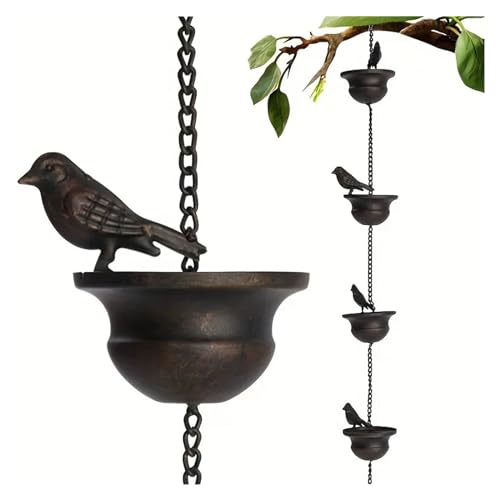 YFDGD 1PC Außenterrasse Traufe Vogel Regenkette Windspiel Dekoration Außendekoration, Raumdekoration Einfache Wandkunst Dekorativer Garten(4 Little Birds) von YFDGD
