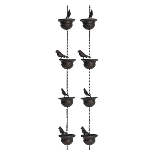 YFDGD 8 Fuß Bronzefarbene Dekorative Vogel-Regenkette, Mobile Regenwasserauffangkette Aus Metall, Ersatz-Fallrohr, 8 Vogelbecher for Dachrinnen Dekorativer Garten YFDGD 8 Fuß Bronzefarbene Dekorative Vogel-Regenkette, Mobile Regenwasserauffangkette Aus Metall, Ersatz-Fallrohr, 8 Vogelbecher for Dachrinnen Dekorativer Garten von YFDGD