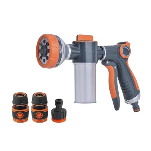 YFDGD Schlauchspritzpistole 8 Funktion Schaum Lanze Wasser Pistole Hochdruck Düse Jet Garten Auto Wasser Waschmaschine Sprayer Mit Schaum Topf Reinigung Auto Waschen Werkzeug(Water Gun 1 Set) von YFDGD