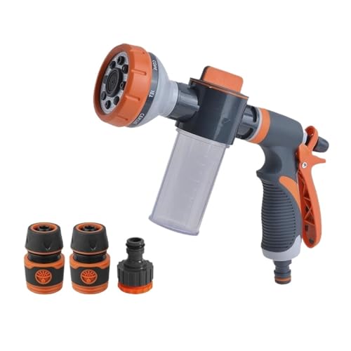 YFDGD Schlauchspritzpistole 8 Funktion Schaum Lanze Wasser Pistole Hochdruck Düse Jet Garten Auto Wasser Waschmaschine Sprayer Mit Schaum Topf Reinigung Auto Waschen Werkzeug(Water Gun 2 Set) von YFDGD