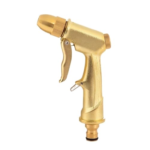 YFDGD Schlauchspritzpistole Garten Wasserpistole Messing Sprühdüse Waschen Auto Blume Reinigung Hochdruckreiniger Wasserpistole Hochdruckreiniger Gartensprüher(Golden) von YFDGD