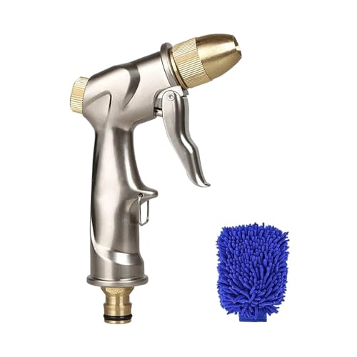 YFDGD Schlauchspritzpistole Hochdruck Metall Garten Wasser Spray Garten Sprayer Wasser Schlauch Jet Haushalt Rasen Auto Waschen Pistolen Hof Bewässerung Streuen(Gun and Cloth) von YFDGD