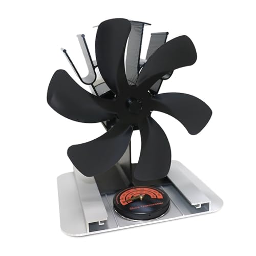 YFDGD Ventilator Holzbrenner Kaminventilator Mit 6 Flügeln, Wärmebetriebener Ofenventilator, Schwarzer Holzbrenner, Umweltfreundlich, Leiser Heizlüfter, Effiziente Wärmeverteilung(Set-black) von YFDGD