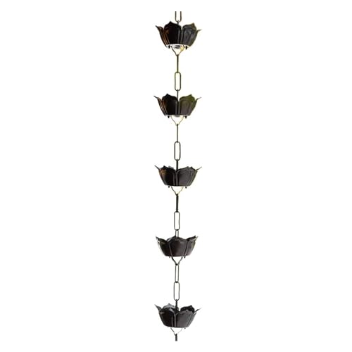 YFDGD Villa Innenhof Regenkette Traufe Entwässerungskette Tempel Tropfen Wasserführungskette Regenwasserkette Regenrinne Umleitungskette Dachrinnen Dekorativer Garten(Aluminum Alloy Lotus Flower) von YFDGD