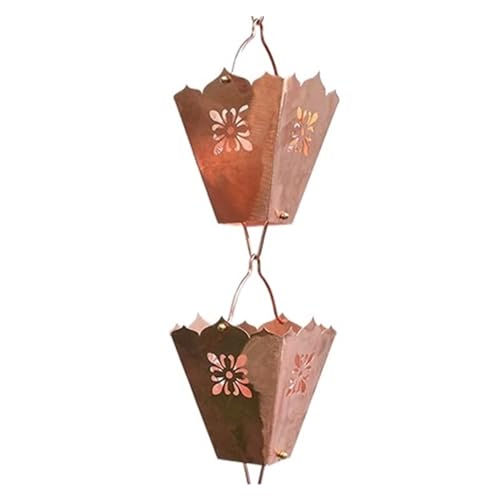 YFDGD Villa Tempel Landschaft Lila Kupfer Regenkette Terrasse B&B Traufe Dachrinne Dekoration Regenkette Outdoor Entwässerungskette Regenkette Dekorativer Garten(Bronze Butterfly Loves Flowers) von YFDGD