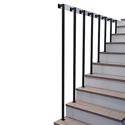 Handläufe für Innen treppen Haltegriff aus schwarzem Metall Industriegeländer für Rohrwandmontage Eisenbaluster, 140cm von YFF-Handläufe