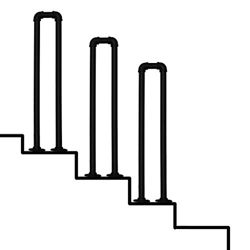 YFF-Handläufe Matt schwarzer Treppen geländer für Indoor Outdoor Schmiedeeisen Rutschfester Handlauf, Korridor-Stützstange für ältere Kinder im Innen- und Außenbereich von YFF-Handläufe