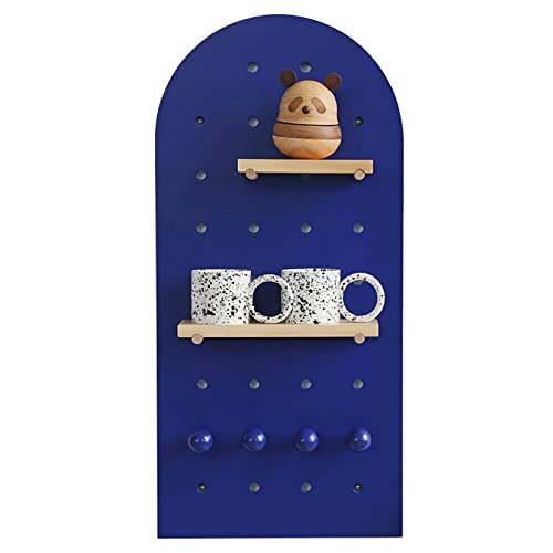 Holz-Stecktafel-Wand-Organizer-Regal-Set für Bastelraum/Schlafzimmer/Kinderzimmer/Büro, großer modularer Aufbewahrungsständer mit Montagezubehör, Mehrzweck-Stecktafel-Halter (Farbe: Blau) Hello von YFFDKA
