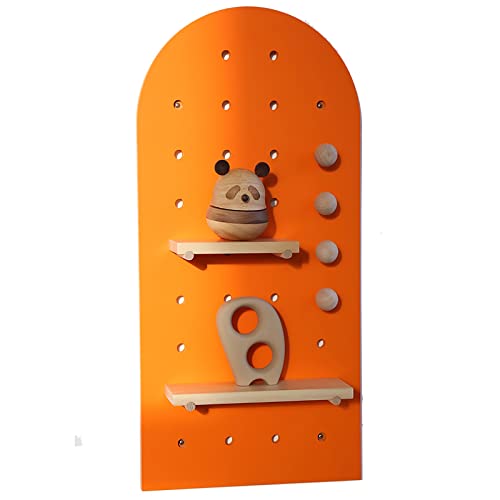 Holz-Stecktafel-Wand-Organizer-Regal-Set für Bastelzimmer/Schlafzimmer/Kinderzimmer/Büro, großer modularer Aufbewahrungsständer mit Montagezubehör, Mehrzweck-Stecktafel-Halter (Farbe: Orange) Hello von YFFDKA