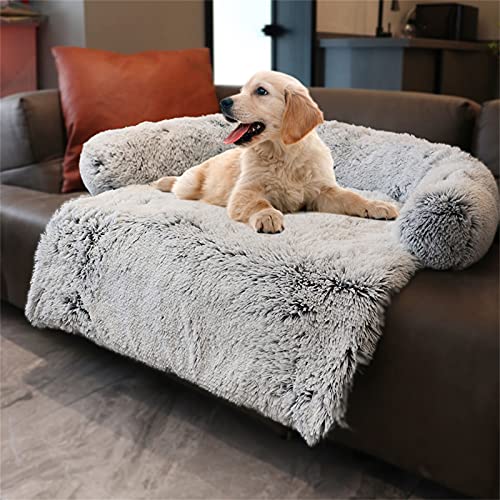 Hundebett Flauschige Hundedecke, Hundebett Couch Für Sofaschutz, Kofferraumschutz Hundedecke, Super Softe Plüsch Zwinger, Hundedecke Waschbar Decke Warmes Katzenbett Sofa Matte, L Grey von YFFSSW