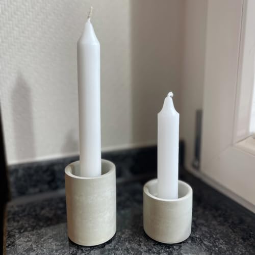 YFGOODS - 2 Kerzenständer für Stabkerzen und Teelichter aus Beton. Tischdekoration im zeitlosen skandinavischen Stil. YFGOODS - 2 Kerzenständer für Stabkerzen und Teelichter aus Beton. Tischdekoration im zeitlosen skandinavischen Stil. von YFGOODS
