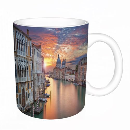 YFHJV Grosse Kaffeetasse - Bürotasse - Tasse Keramik Kaffeetassen Große 11oz - teetasse groß - cappuccino tassen - Bild des Canale Grande in Venedig Horizont Europäische Stadtnationales Erbe von YFHJV
