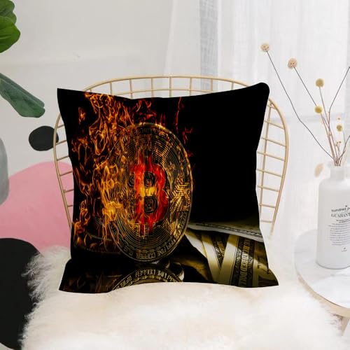 YFHJV Kissenbezüge kissenhüllen für,Schlafzimmer Wohnzimmer Büro,Zierkissenbezug mit unsichtbarem Reißverschluß,Bitcoin, Krypto-Münzen-Symbol brennt in Flammen und Banknoten,40x40 cm YFHJV Kissenbezüge kissenhüllen für,Schlafzimmer Wohnzimmer Büro,Zierkissenbezug mit unsichtbarem Reißverschluß,Bitcoin, Krypto-Münzen-Symbol brennt in Flammen und Banknoten,40x40 cm von YFHJV