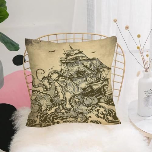 YFHJV Kissenbezüge kissenhüllen für,Schlafzimmer Wohnzimmer Büro,Zierkissenbezug mit unsichtbarem Reißverschluß,Nautisch, Ozean, Segelboot, Wellen und Oktopus, Kraken, Tentakeln, Home Art, S,40x40 cm YFHJV Kissenbezüge kissenhüllen für,Schlafzimmer Wohnzimmer Büro,Zierkissenbezug mit unsichtbarem Reißverschluß,Nautisch, Ozean, Segelboot, Wellen und Oktopus, Kraken, Tentakeln, Home Art, S,40x40 cm von YFHJV