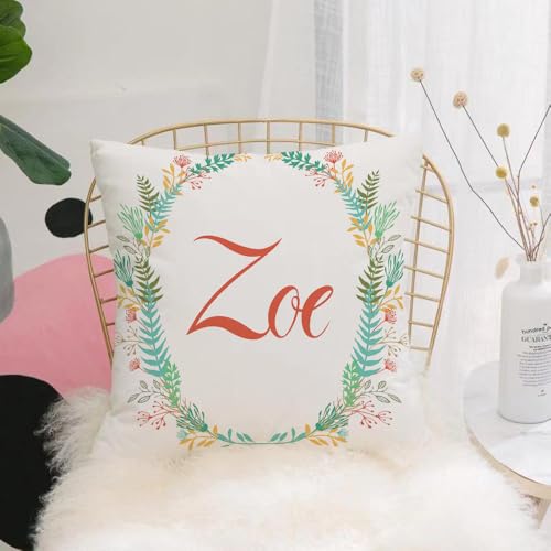 YFHJV Kissenbezüge kissenhüllen für,Schlafzimmer Wohnzimmer Büro,Zierkissenbezug mit unsichtbarem Reißverschluß,Zoe, blühende Natur Design Laub Blätter Silhouette Baby Mädchen Namen Anordnun,40x40 cm YFHJV Kissenbezüge kissenhüllen für,Schlafzimmer Wohnzimmer Büro,Zierkissenbezug mit unsichtbarem Reißverschluß,Zoe, blühende Natur Design Laub Blätter Silhouette Baby Mädchen Namen Anordnun,40x40 cm von YFHJV