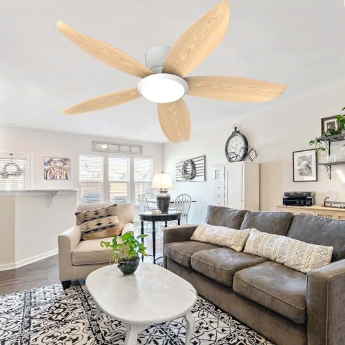 YFHKWJ 106CM Smart Deckenventilator Mit Licht Und Fernbedienung Moderner Dimbarer LED Licht Mit Ventilator 6 Geschwindigkeiten, Leiser DC Motor Für Schlafzimmer Wohnzimmer Esszimmer-White Wood Grain YFHKWJ 106CM Smart Deckenventilator Mit Licht Und Fernbedienung Moderner Dimbarer LED Licht Mit Ventilator 6 Geschwindigkeiten, Leiser DC Motor Für Schlafzimmer Wohnzimmer Esszimmer-White Wood Grain von YFHKWJ