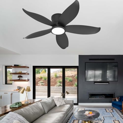YFHKWJ 65/88/106CM Modern Fan Lampe Mit Ventilator APP & Fernbedienung Dimmbares LED Deckenlampe Mit Ventilator 6 Geschwindigkeiten Leiser DC-Motor Für Schlafzimmer Wohnzimmer-Black-88CM YFHKWJ 65/88/106CM Modern Fan Lampe Mit Ventilator APP & Fernbedienung Dimmbares LED Deckenlampe Mit Ventilator 6 Geschwindigkeiten Leiser DC-Motor Für Schlafzimmer Wohnzimmer-Black-88CM von YFHKWJ