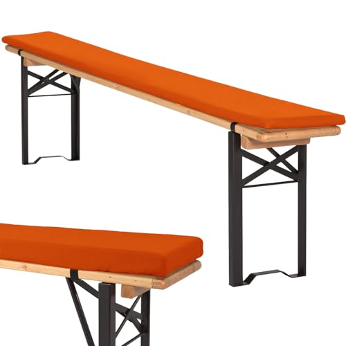 YFHT Bierbankauflagen, Wasserfest Biertischgarnitur Auflagen Mit Elastischen Bändern, Sitzkissen Bierzeltgarnitur, Polster Bierzeltgarnitur, Sitzpolster Bierzeltgarnitur,Orange 16,180x25x3cm von YFHT