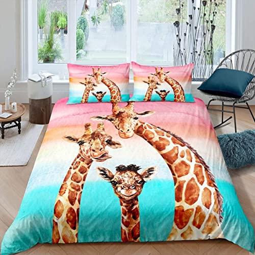 YFJSZB Giraffe Bettwäsche 135x200 Sommer - Bettbezug 135 x 200 2er Set mit 1 Kissenbezug 80x80 cm, Weich Mikrofaser Bettwäsche-Sets mit Reißverschluss YFJSZB Giraffe Bettwäsche 135x200 Sommer - Bettbezug 135 x 200 2er Set mit 1 Kissenbezug 80x80 cm, Weich Mikrofaser Bettwäsche-Sets mit Reißverschluss von YFJSZB