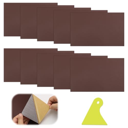 YFLeomry 10 Stück Kunstleder Selbstklebend 10x20cm Lederflicken Selbstklebend, Verschleißfest und KratzfestKaffee, Leder Reparatur Set für Leder Reparatur und Renovierung(Kaffee) von YFLeomry