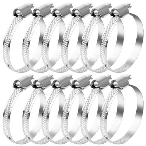 YFLeomry 12 Stück Schlauchschelle Edelstahl 40-60mm，Hochwertige Schlauchschellen Set aus Rostfreiem Stahl，Universelle Schlauchklemmen für Wasser, Luft，Kraftstoffschläuche von YFLeomry