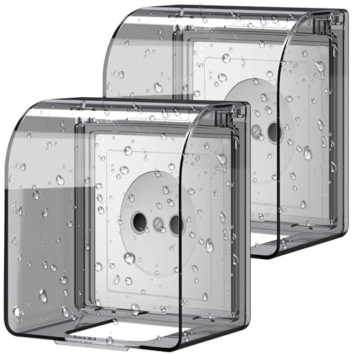 YFLeomry 2 Stück Steckdose Aussen Regenschutz 11,9x10,5×7,3cm Steckdose Regenschutz Typ 86 Schalter Abdeckung Steckdosen Abdeckung Transparente für Badezimmer Küche Balkon Wohnzimmer von YFLeomry