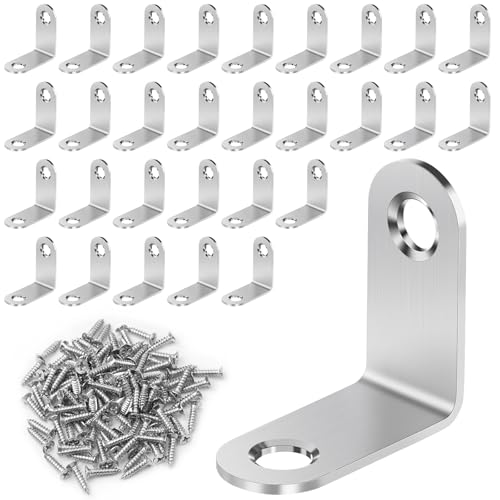 YFLeomry 30 Stück Winkelverbinder Edelstahl 30x30mm，Metallwinkel 90 Grad，Rostfreie Edelstahl Winkel für Möbelbau & Regalaufbau，Wnkelverbinder mit Bohrung，DIY Holzverbinder von YFLeomry