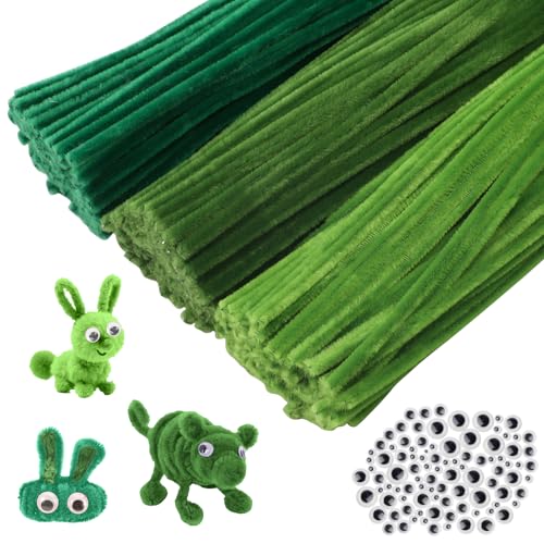 YFLeomry 300 Stück Pfeifenputzer zum Basteln,3 Verschiedene Grün,Chenilledraht Pipe Cleaner für Kreative DIY Projekte und Basteldekor ,Pfeifenreiniger zum Basteln grün mit 100 Kulleraugen YFLeomry 300 Stück Pfeifenputzer zum Basteln,3 Verschiedene Grün,Chenilledraht Pipe Cleaner für Kreative DIY Projekte und Basteldekor ,Pfeifenreiniger zum Basteln grün mit 100 Kulleraugen von YFLeomry