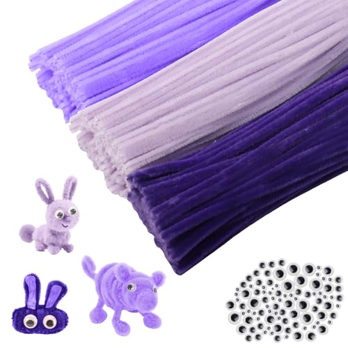YFLeomry 300 Stück Pfeifenputzer zum Basteln,3 Verschiedene Lila Chenilledraht Pipe Cleaner für Kreative DIY Projekte und Basteldeko ,Pfeifenreiniger zum Basteln Lila mit 100 Kulleraugen YFLeomry 300 Stück Pfeifenputzer zum Basteln,3 Verschiedene Lila Chenilledraht Pipe Cleaner für Kreative DIY Projekte und Basteldeko ,Pfeifenreiniger zum Basteln Lila mit 100 Kulleraugen von YFLeomry