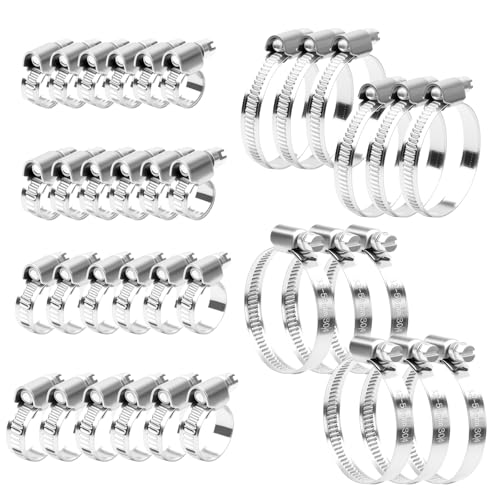 YFLeomry 36 Stück 8-50mm Schlauchschelle Edelstahl Set Hochwertige Schlauchschellen Set aus Rostfreiem Stahl Universelle Schlauchklemmen für Wasser, Luft Kraftstoffschläuche von YFLeomry