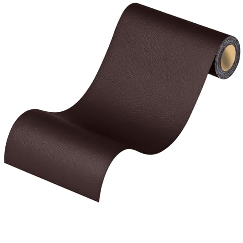 YFLeomry 4 Stück Kunstleder Selbstklebend 20x120cm Lederflicken Selbstklebend, Verschleißfest und Kratzfest, Leder Reparatur Set für Leder Reparatur und Renovierung(Braun) von YFLeomry