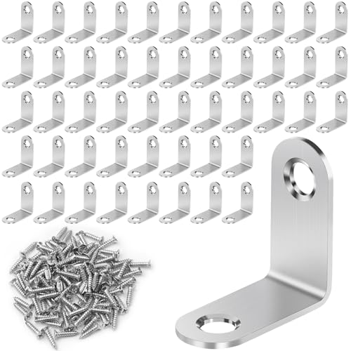 YFLeomry 50 Stück Winkelverbinder Edelstahl 30x30mm Metallwinkel 90 Grad Rostfreie Edelstahl Winkel für Möbelbau & Regalaufbau Wnkelverbinder mit Bohrung DIY Holzverbinder von YFLeomry
