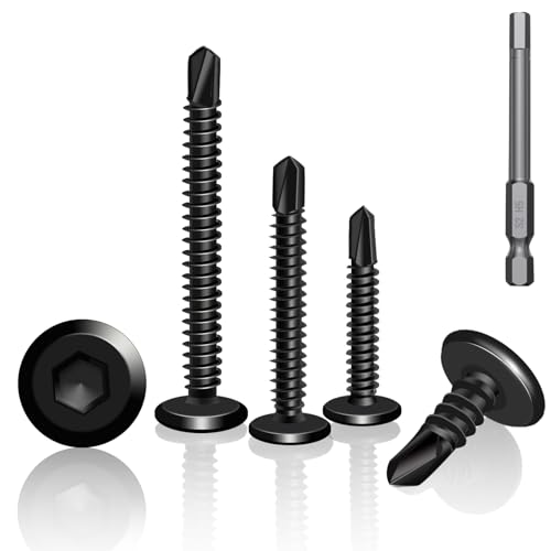 YFLeomry 60 Stück Selbstschneidende Schrauben, 410 Edelstahl Flachkopf Innensechskantschrauben Bohrschrauben, 6.3x19mm Blechschrauben Metallschrauben, Schwarze, mit Innensechskantbohrer YFLeomry 60 Stück Selbstschneidende Schrauben, 410 Edelstahl Flachkopf Innensechskantschrauben Bohrschrauben, 6.3x19mm Blechschrauben Metallschrauben, Schwarze, mit Innensechskantbohrer von YFLeomry