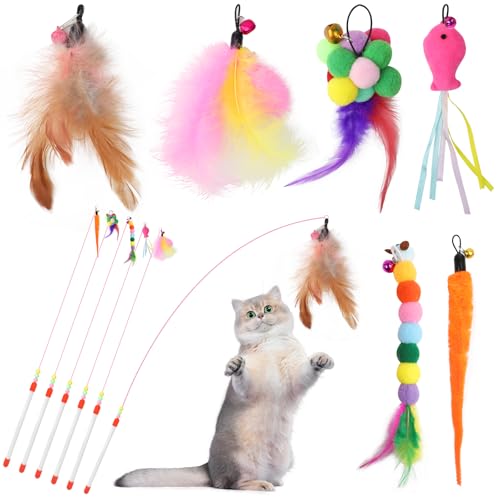 YFLeomry Katzenspielzeug 12 Stück mit 6 STK Versenkbare Katzenangel Stabil und 6 STK Katzenspielzeug Feder mit Glocken Katzen Spielzeug für Kätzchen und Katzen?Interaktives Cat Toy YFLeomry Katzenspielzeug 12 Stück mit 6 STK Versenkbare Katzenangel Stabil und 6 STK Katzenspielzeug Feder mit Glocken Katzen Spielzeug für Kätzchen und Katzen?Interaktives Cat Toy von YFLeomry