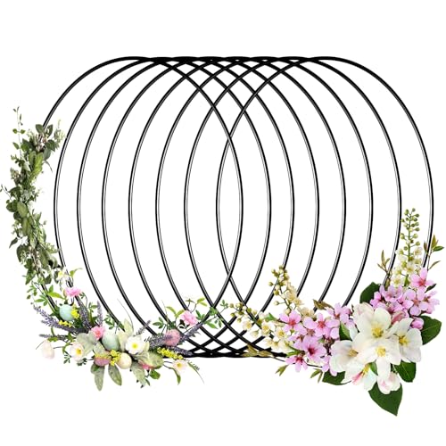 YFLeomry 8 Stück Schwarz Metallring, 20cm Metallringe zum Basteln, Deko Ringe zum Aufhängen, Traumfänger Ring, Deko metallring für DIY Floral Hoop,Hochzeitskranz,Wandbehang von YFLeomry