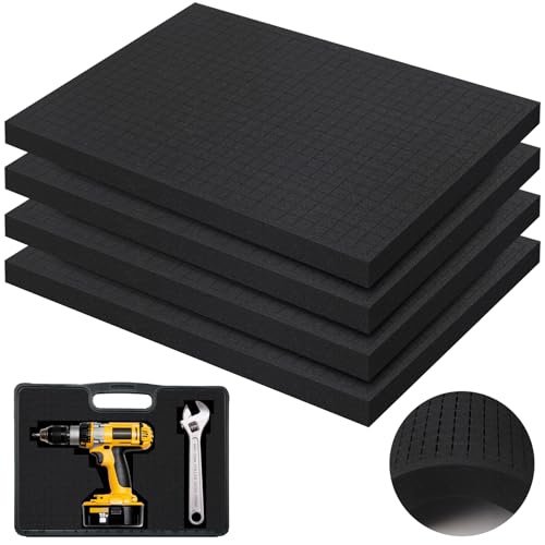 YFLeomry Rasterschaumstoff 4 Stück (400x300x25mm)- Schaumstoffeinlage Werkzeug,Schaumstoffeinlage für Transport - Hochwertiger Schaumstoff Zuschnitt für Verpackung, Lagerung,DIY von YFLeomry