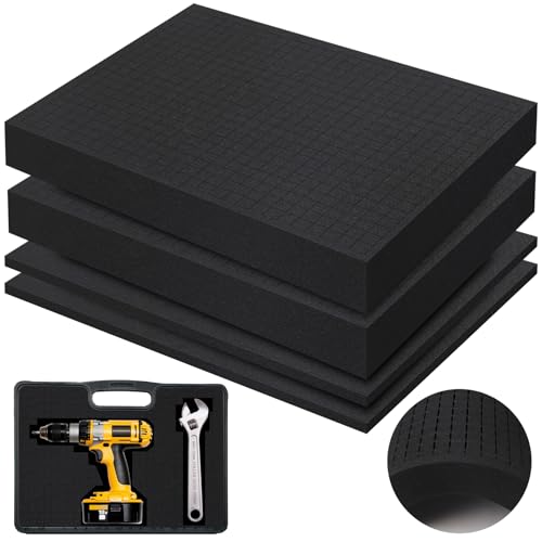 YFLeomry Rasterschaumstoff 4 Stück 1cm und 5cm je 2 Stück- Schaumstoffeinlage Werkzeug,Schaumstoffeinlage für Transport - Hochwertiger Schaumstoff Zuschnitt für Verpackung, Lagerung,DIY von YFLeomry
