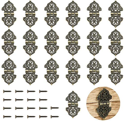 20 Stück Antike Dekorative Scharniere Bronze Gravur Design Box Scharniere Schmuckschatulle Hardware für alte Holzkästen,Schränke, Geschenkboxen, Werkzeugkasten, Schmuckschatullen, Weinkisten (Bronze) von YFMD