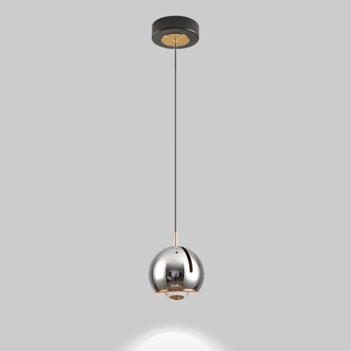 YFMYY 4,72" LED-Pendelleuchte mit Glaslampenschirm, 90° Verstellbarer Winkel, Moderne Beleuchtungskörper, 3-Farben-Temperaturmodus-Hängelampe für Nachttisch, Schlafzimmer, Arbeitszimmer, Kücheninsel von YFMYY