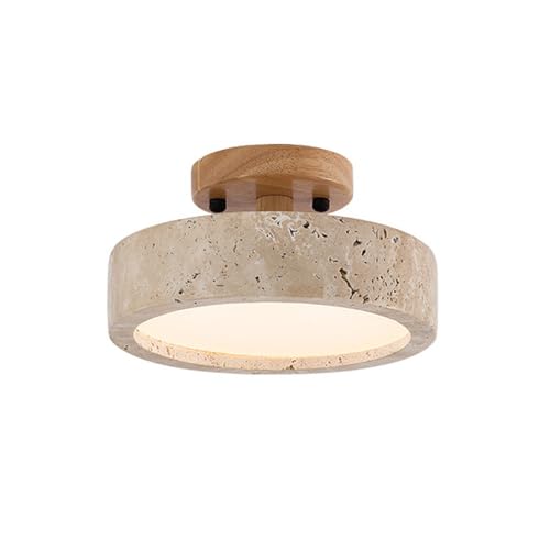 YFMYY Deckenleuchte aus nordischem Stein mit Holzsockel, Moderne Deckenleuchte aus Travertin im Vintage-Stil, LED-Deckenbeleuchtung mit 3 Farbtemperaturen, Innendekoration in der Nähe YFMYY Deckenleuchte aus nordischem Stein mit Holzsockel, Moderne Deckenleuchte aus Travertin im Vintage-Stil, LED-Deckenbeleuchtung mit 3 Farbtemperaturen, Innendekoration in der Nähe von YFMYY