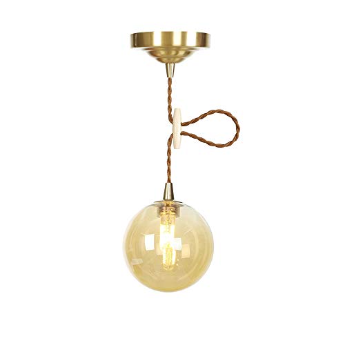 YFMYY LED G4 Loft Moderne Pendelleuchte Bernstein Transparent Glaskugel Hängelampe Hängelampe Küche Leuchte Esszimmer Wohnzimmer Leuchte (Color : Amber) von YFMYY