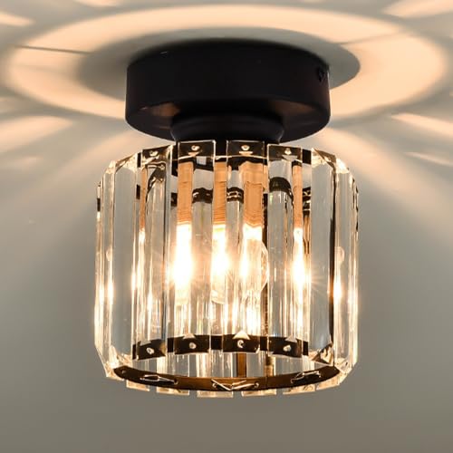 YFMYY Moderne, halbbündige Deckenleuchte, E27-Sockel, Mini-Kristallleuchter, kleine Deckenlampe, Innendekoration in der Nähe von Deckenleuchten für Flur, Eingangsbereich, Schlafzimmer, Schrank von YFMYY