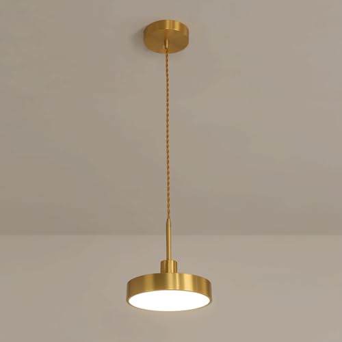 YFMYY Moderne Retro-Pendelleuchte, goldene LED-Pendelleuchte, Messing-Hängelampe aus der Mitte des Jahrhunderts, höhenverstellbarer Kronleuchter mit 3-Farben-Modus für Wohnzimmer, Küche, Insel von YFMYY